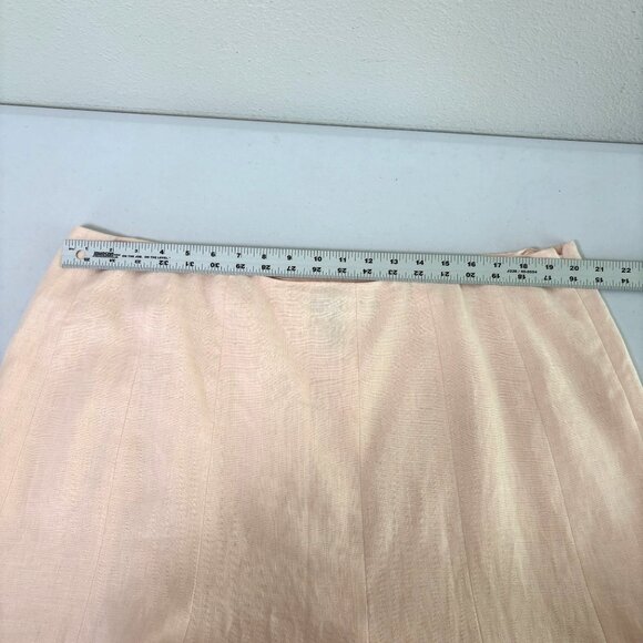 Lauren Ralph Lauren Midi A-Line Skirt Size 18W Pink Lined Side Zip 100% Linen - Picture 8 of 12